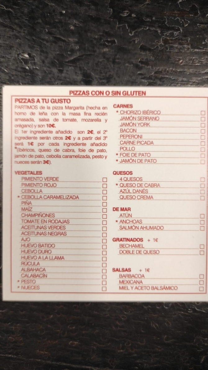 LA CARTA - HornoDeLasPizzas